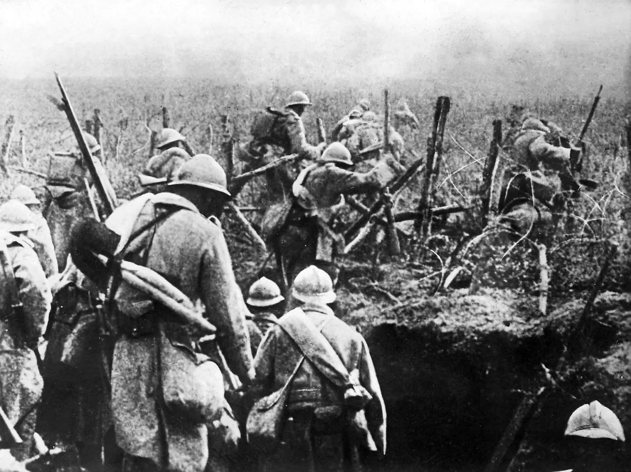 Soldats français pendant la bataille de Verdun, 1916.
