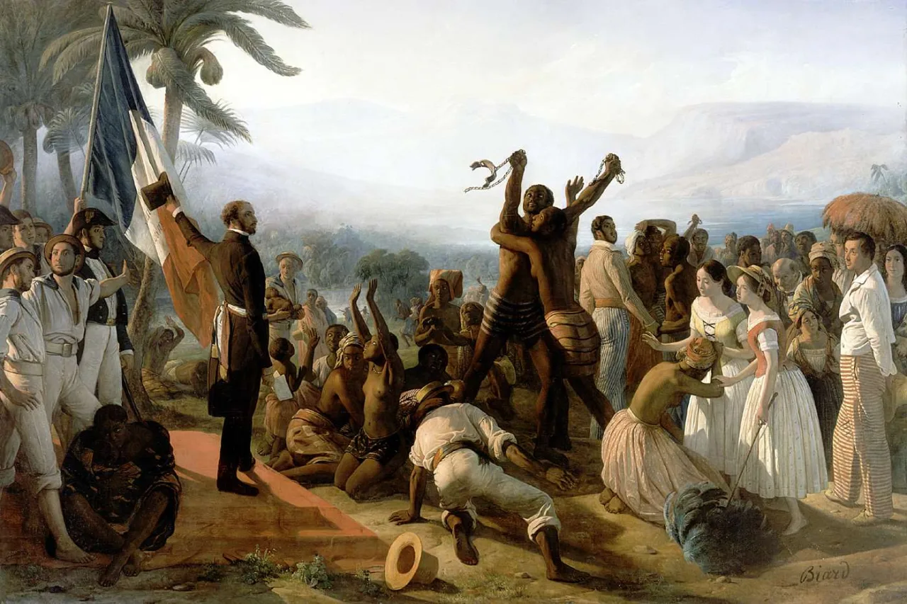 Tableau représentant l'abolition de l'esclavage dans les colonies françaises en 1848.