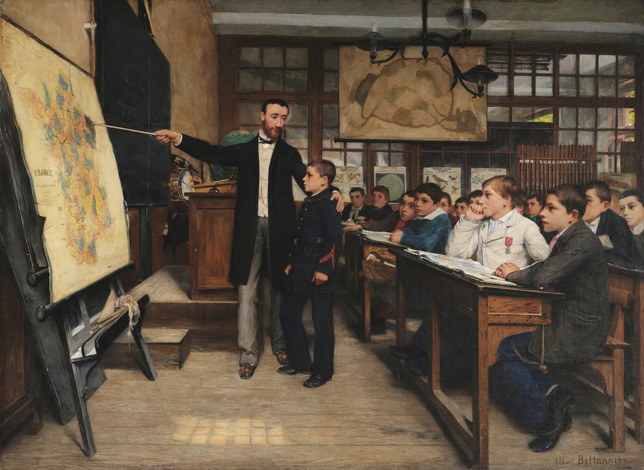 Une classe d'école primaire sous la IIIe République, tableau La tache noire.