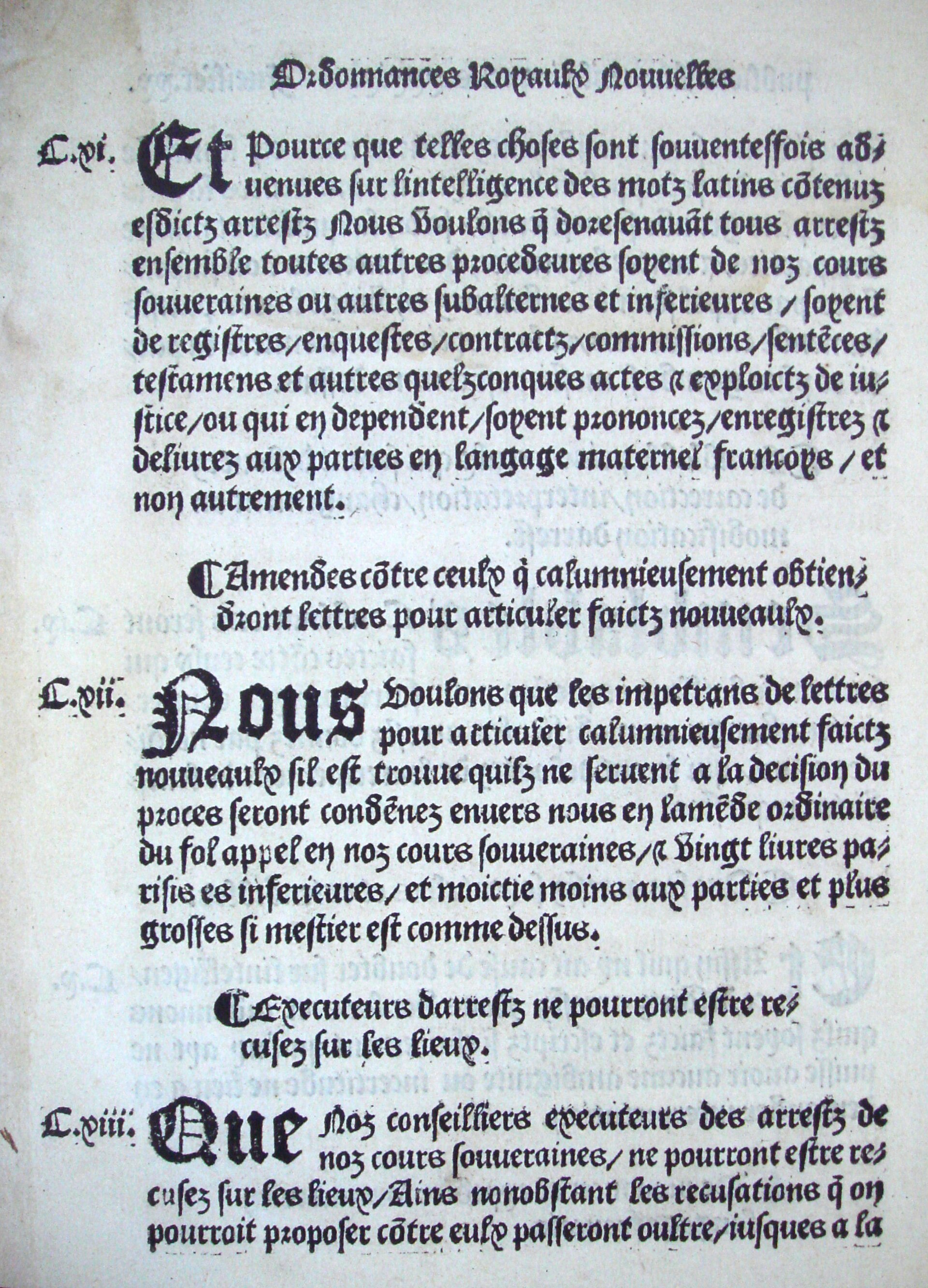 Ordonnance de Villers-Cotterêts, signée par François Ier, 1539.